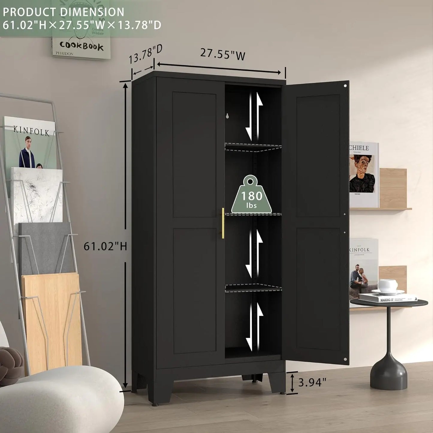 Metal Pantry Cabinet with 2 Doors
