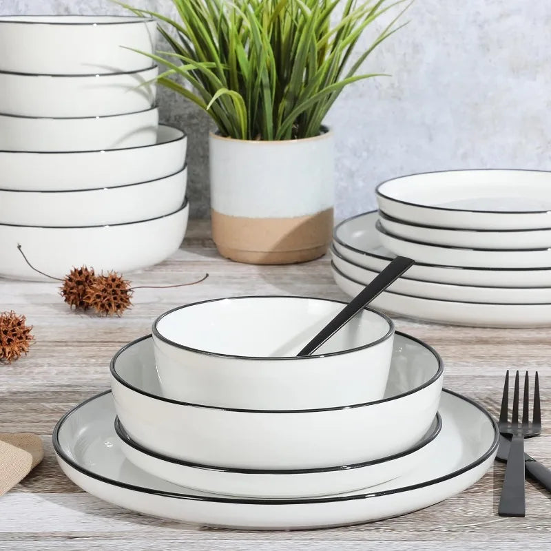 Dining Double Bowl Porcelain Chip and Scratch Resistan