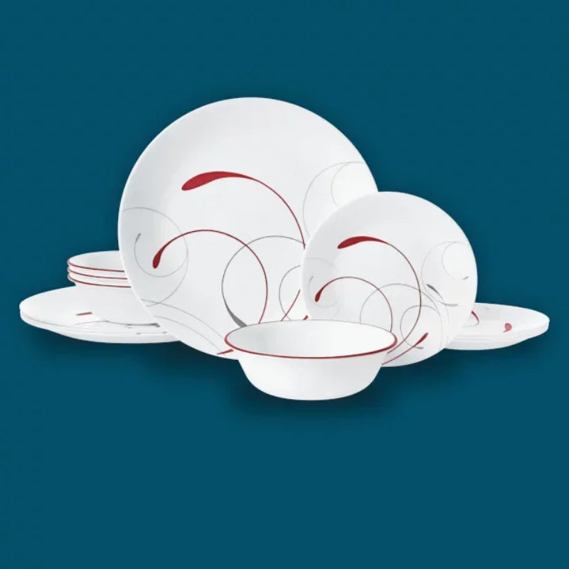 Splendor, White and Red, 12 Piece, Dinnerware Setdishes dinner plates dinnerware set