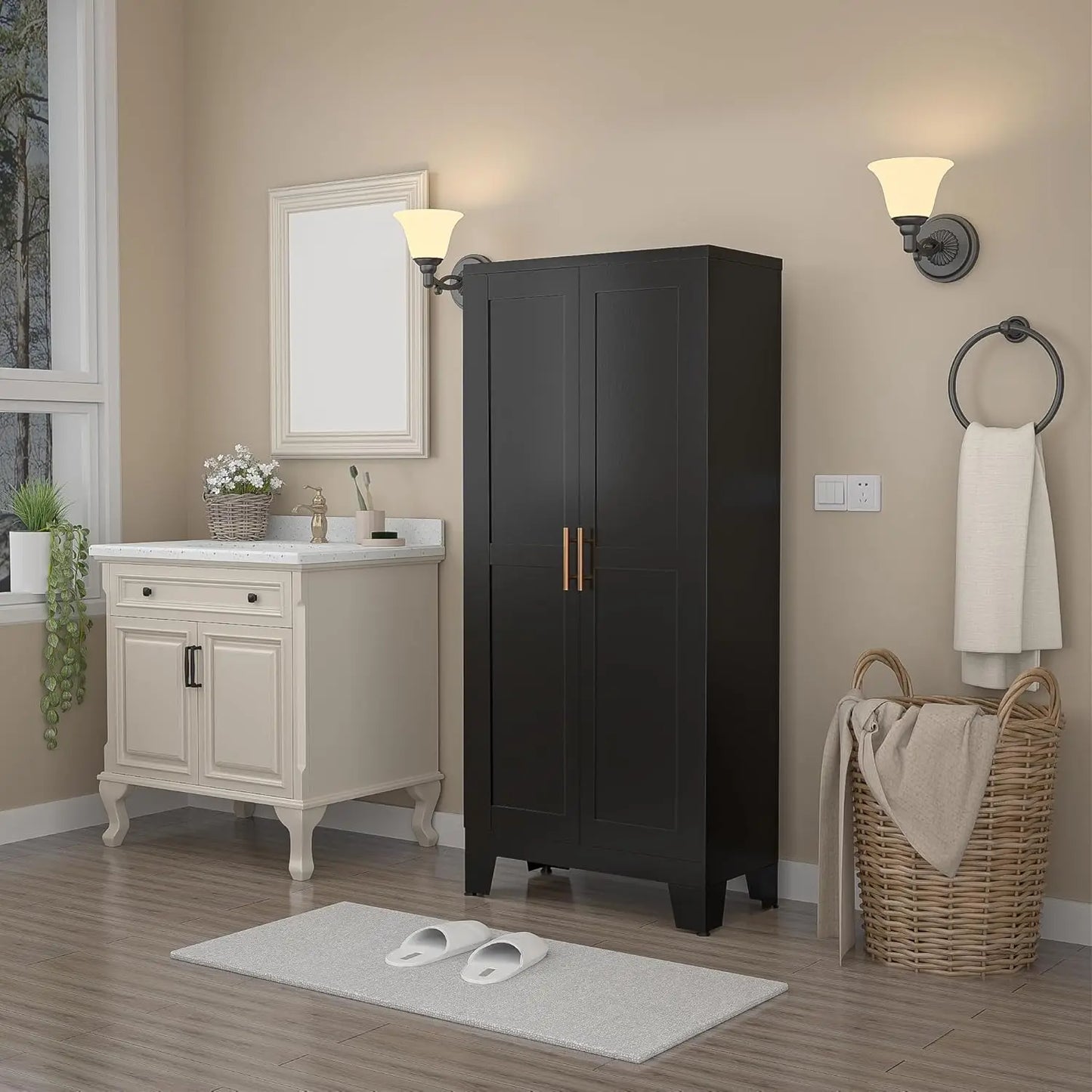 Metal Pantry Cabinet with 2 Doors