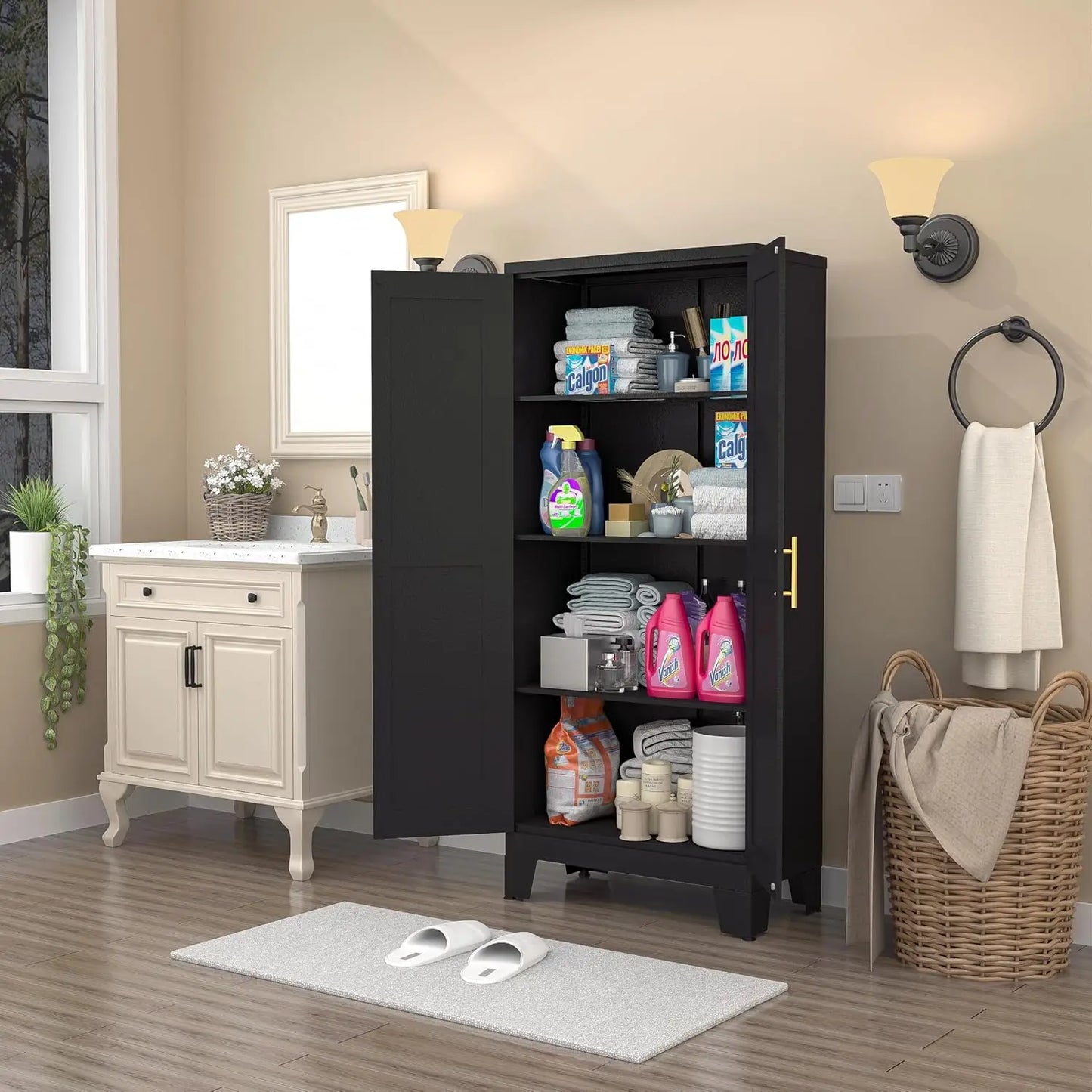 Metal Pantry Cabinet with 2 Doors
