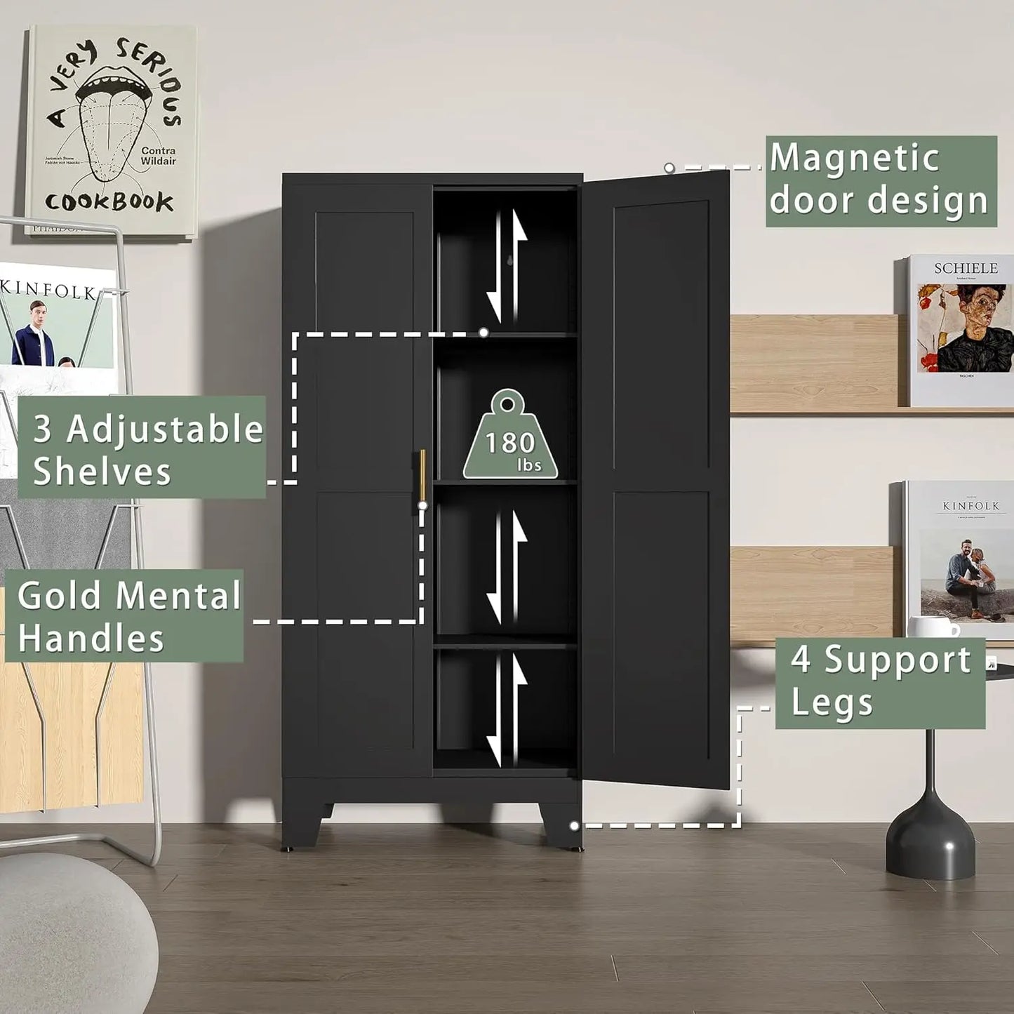 Metal Pantry Cabinet with 2 Doors