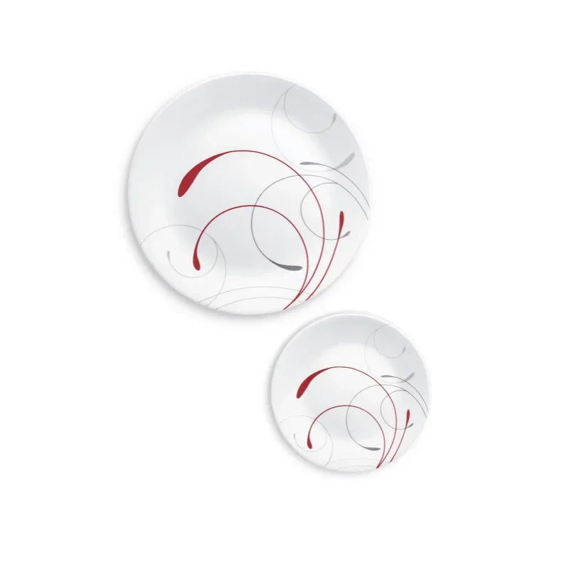 Splendor, White and Red, 12 Piece, Dinnerware Setdishes dinner plates dinnerware set