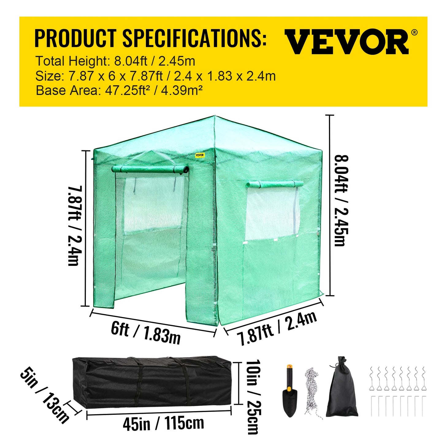 VEVOR 8x6FT 8x12FT Outdoor Garden Walk-in Greenhouse