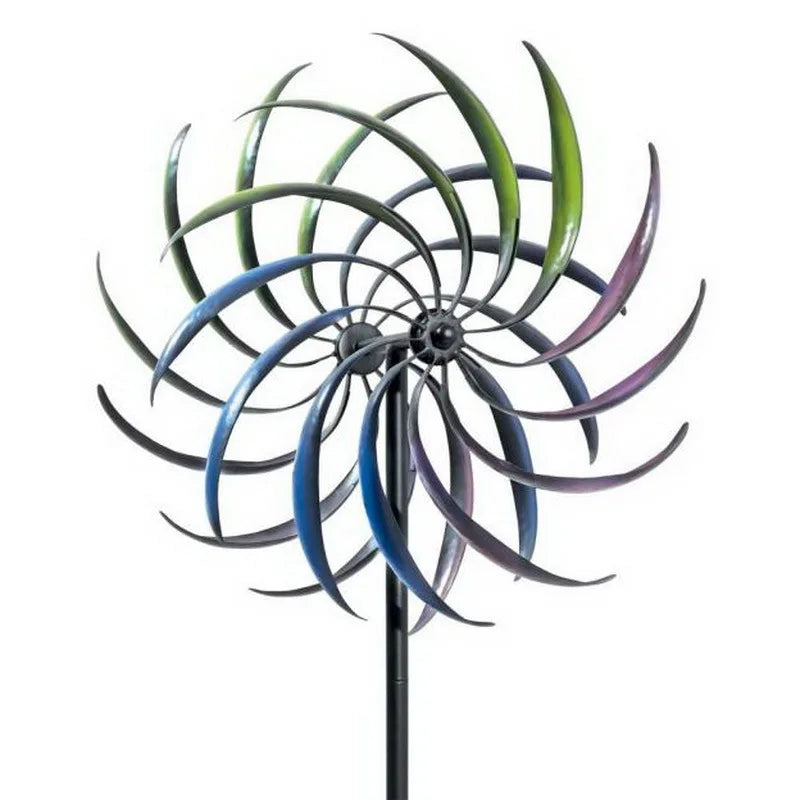 Outdoor courtyard DIY assembly double-sided rotating garden metal iron rainbow small windmill