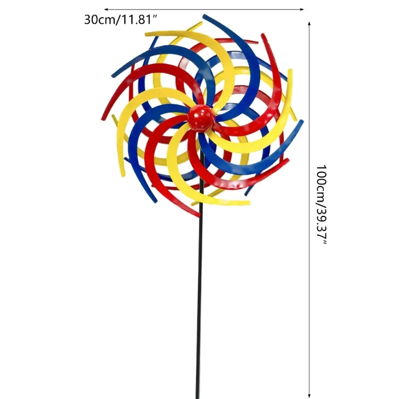 Colorful Wind Spinners with Garden Stake