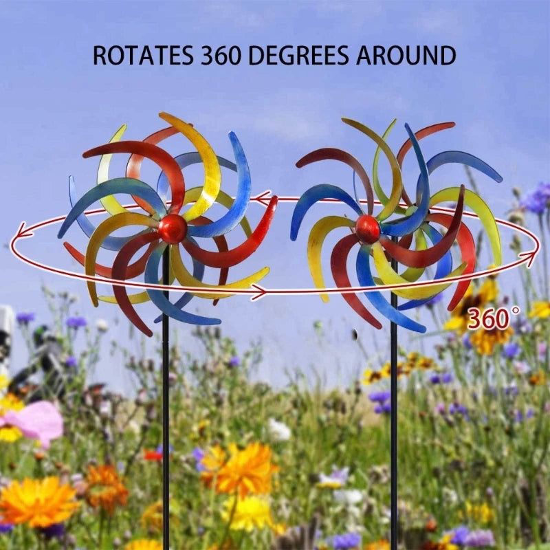 Colorful Wind Spinners with Garden Stake