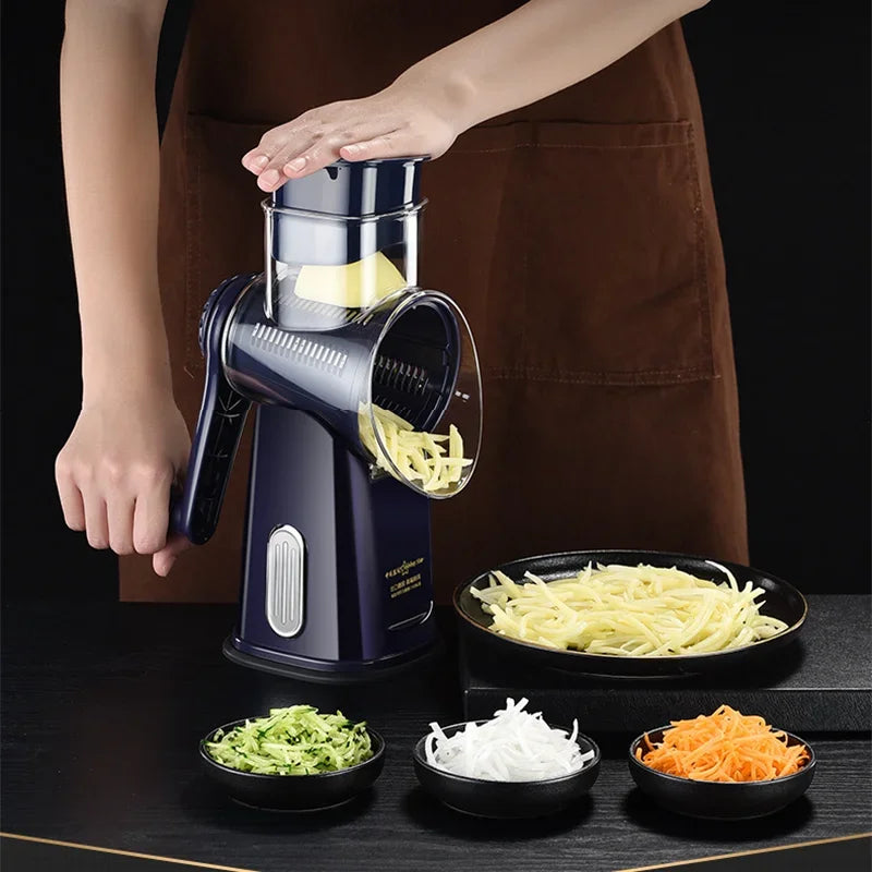 Kitchen Veggie Chopper Multifunction Rotary Cheese Grater Manual Drum Grater Food Shredder Vegetable Slicer Cutter Meat Grinder