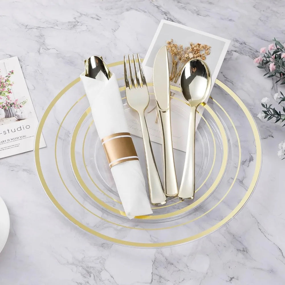 Gold  Disposable Party Dinnerware set - CVO Ventures