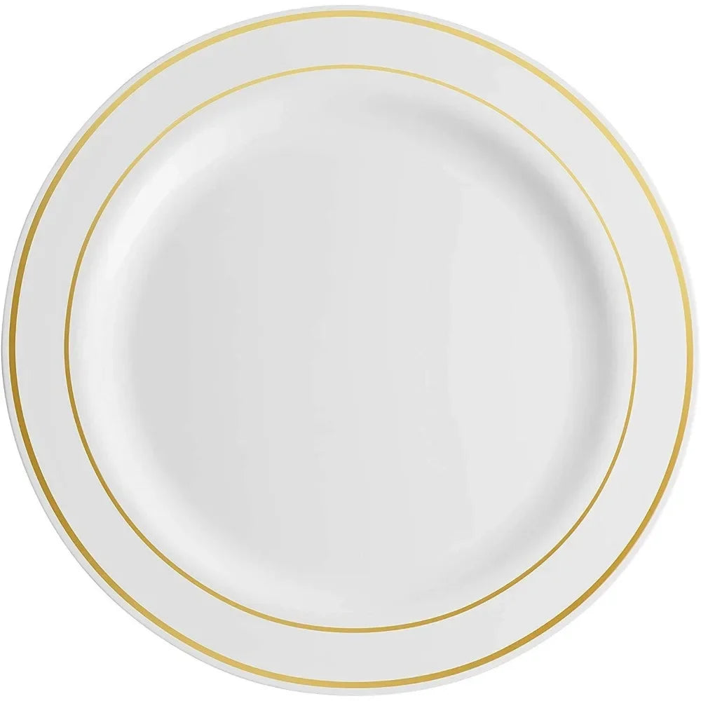 600 Piece Gold Disposable Dinnerware Sets