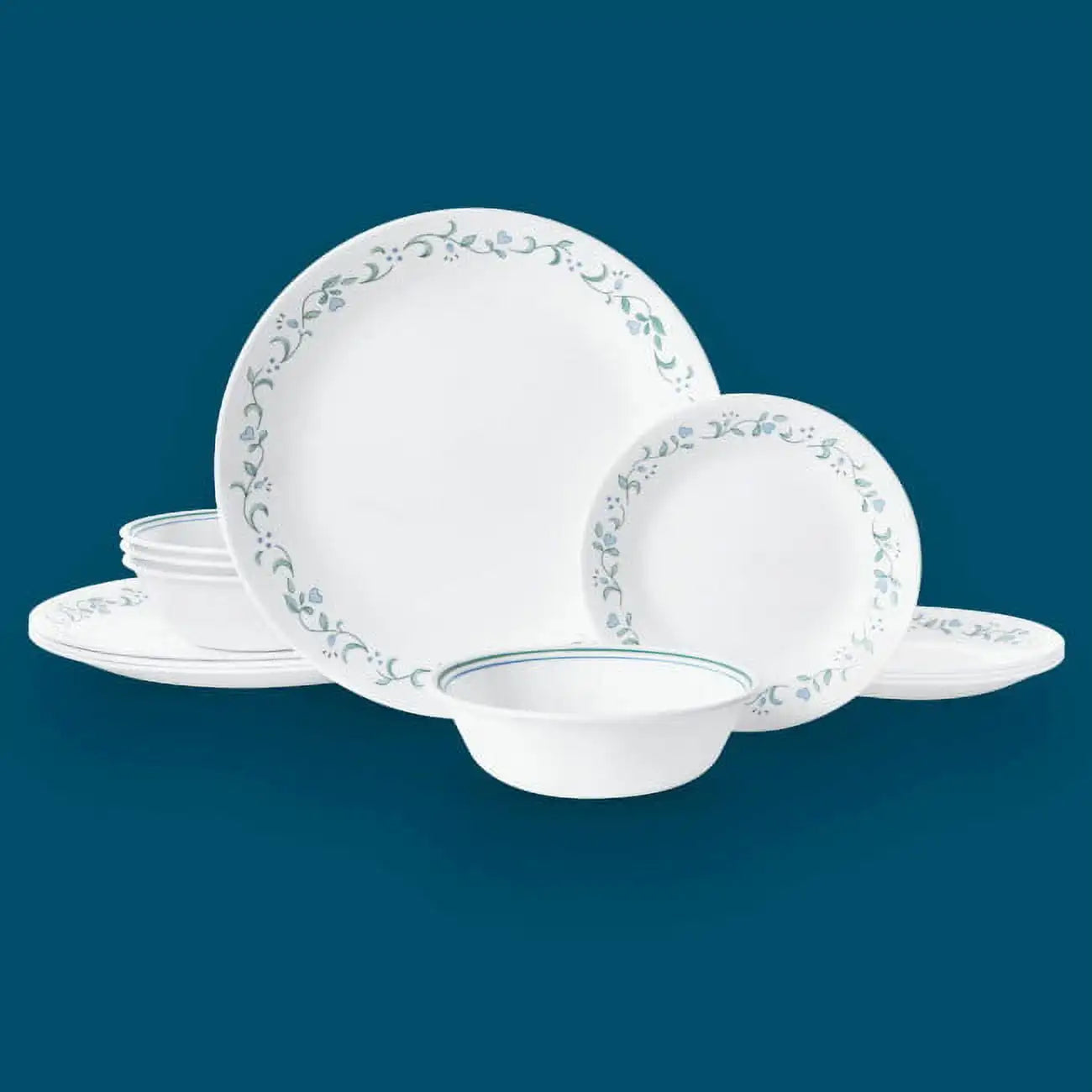 White and Green Round  Dinnerware Set - CVO Ventures