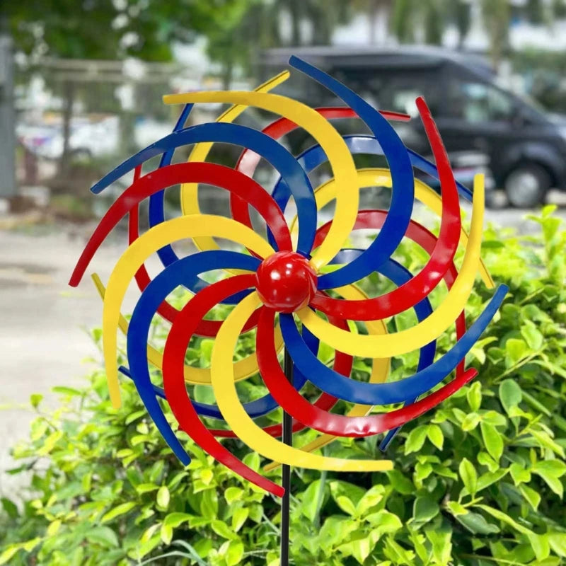 Colorful Wind Spinners with Garden Stake