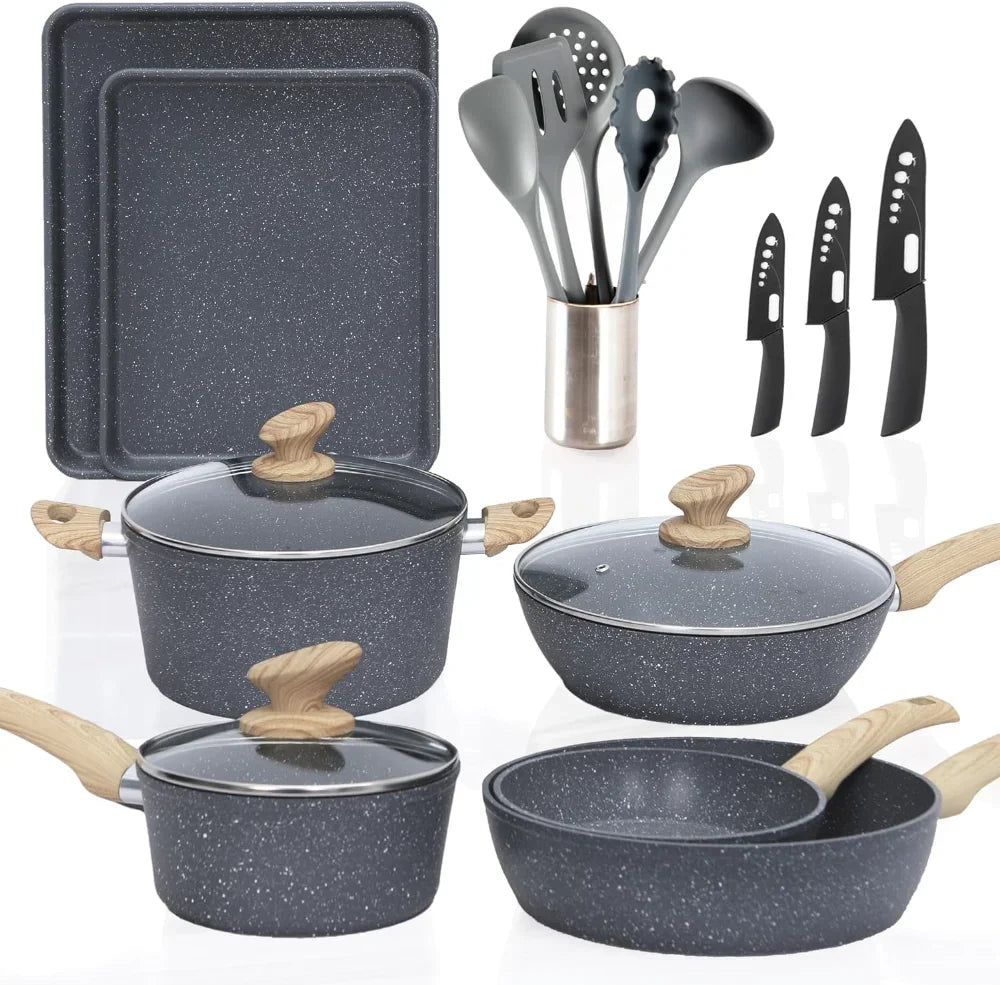 Granite Black Nonstick Pots and Pans Set - CVO Ventures