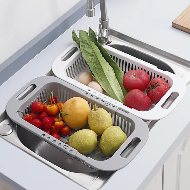 Adjustable Vegetable Drain Basket Sink Rack