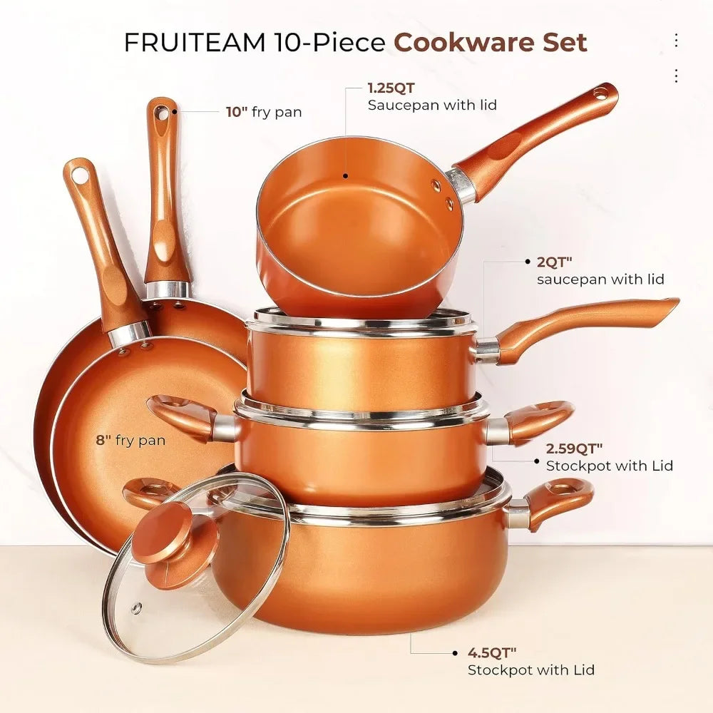 10pcs Cookware Set Ceramic Nonstick