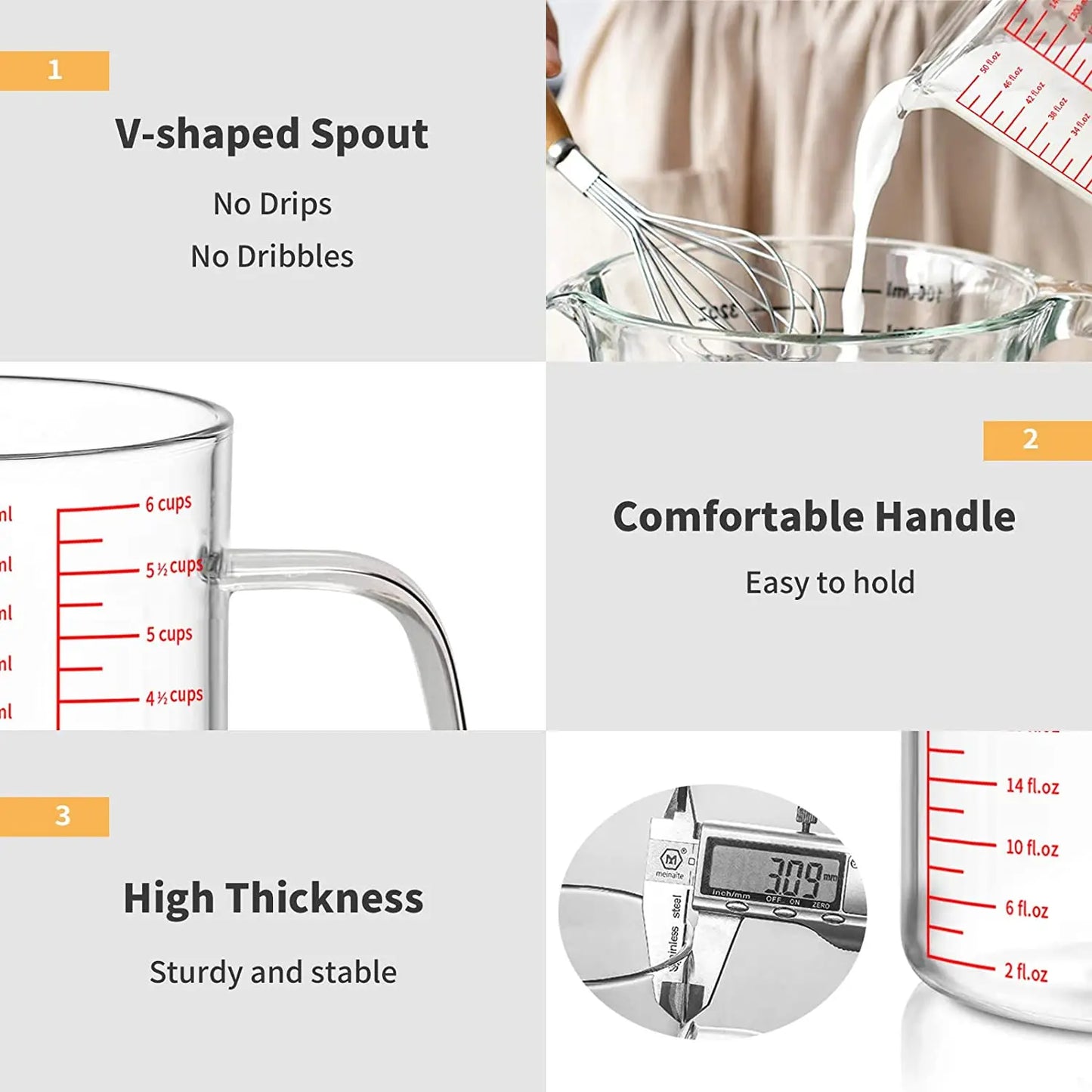 1000ml Glass Measuring Cup with Scale - CVO Ventures