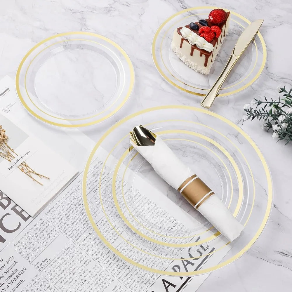 Gold  Disposable Party Dinnerware set - CVO Ventures