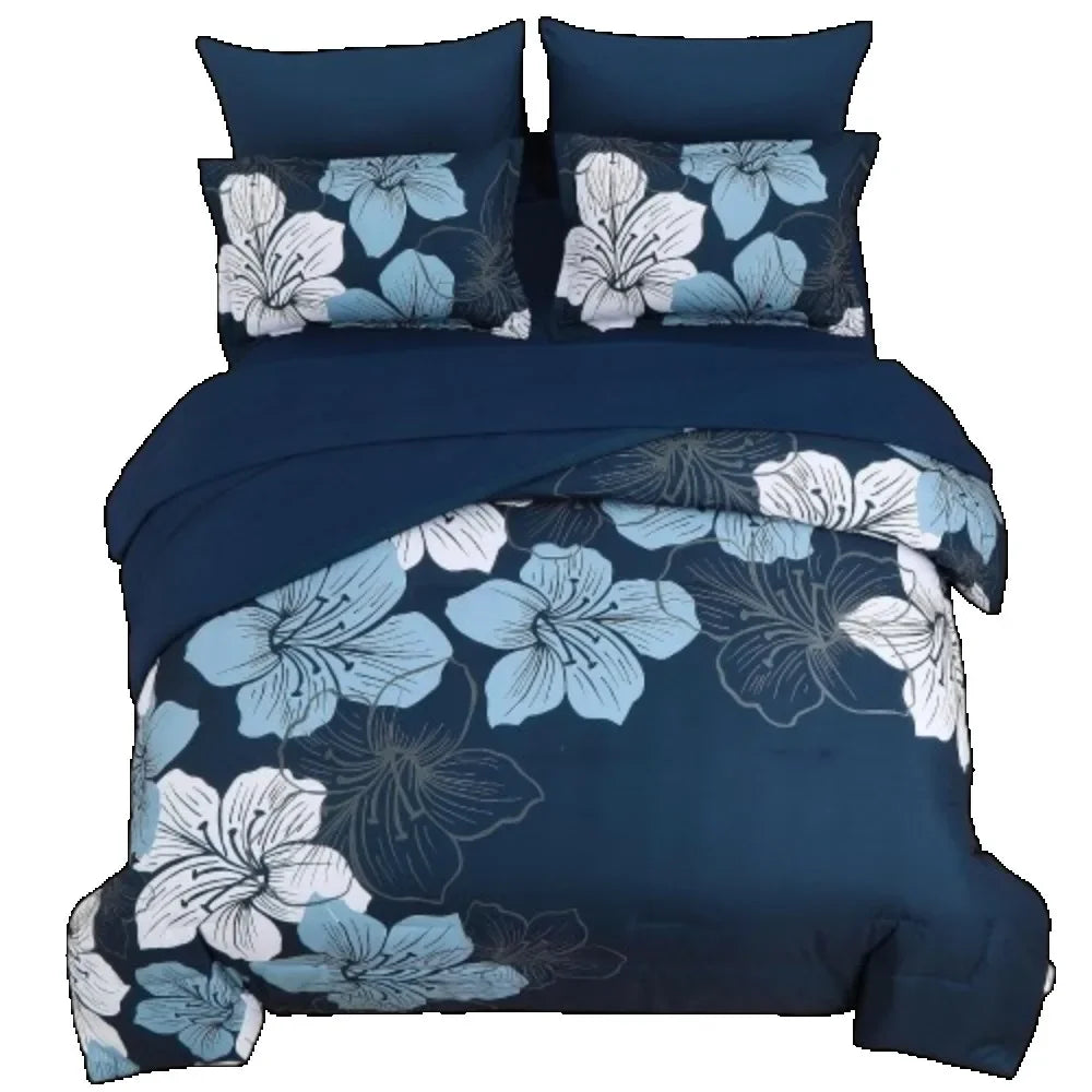 Navy Blue 7 Pieces Bed in A Bag