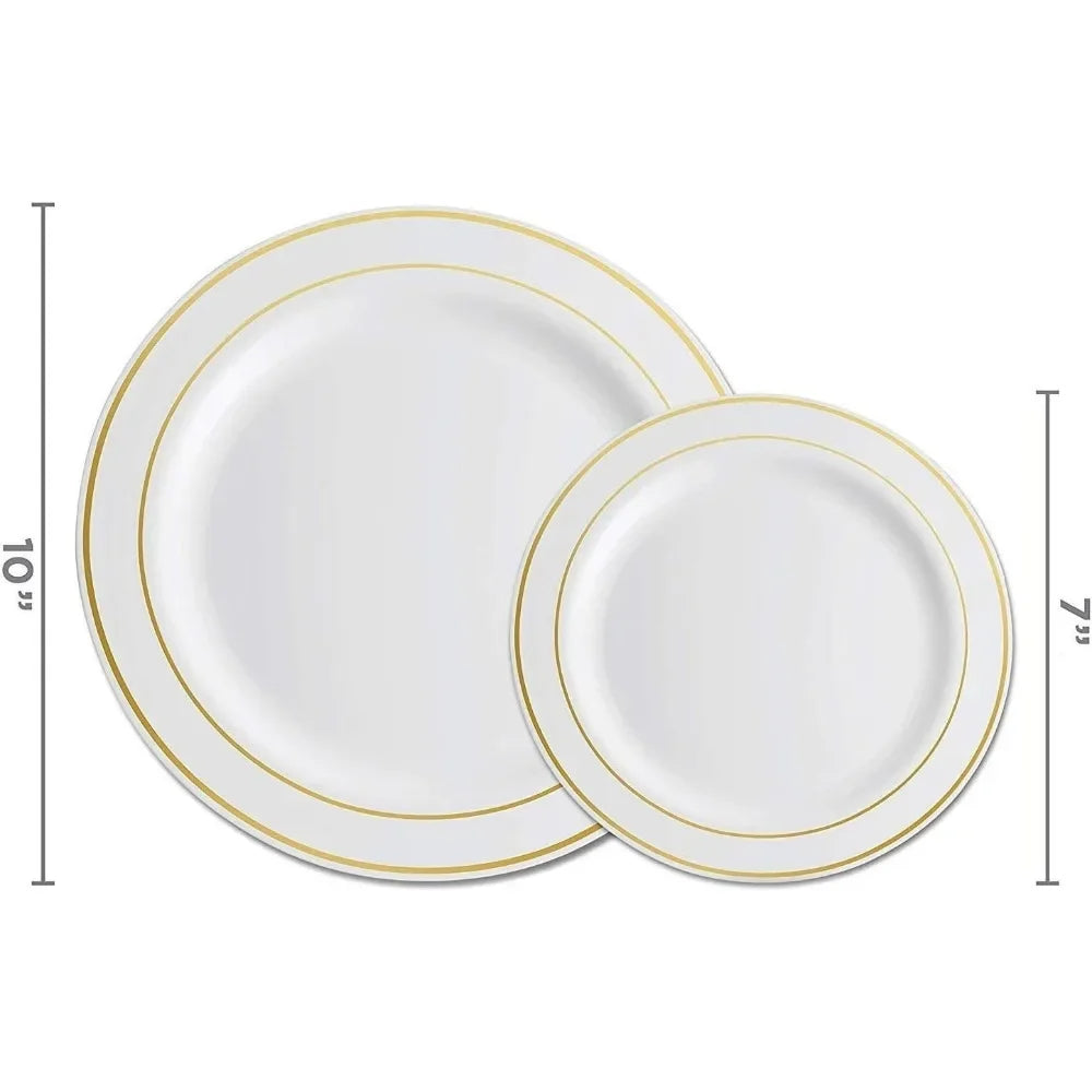 600 Piece Gold Disposable Dinnerware Sets