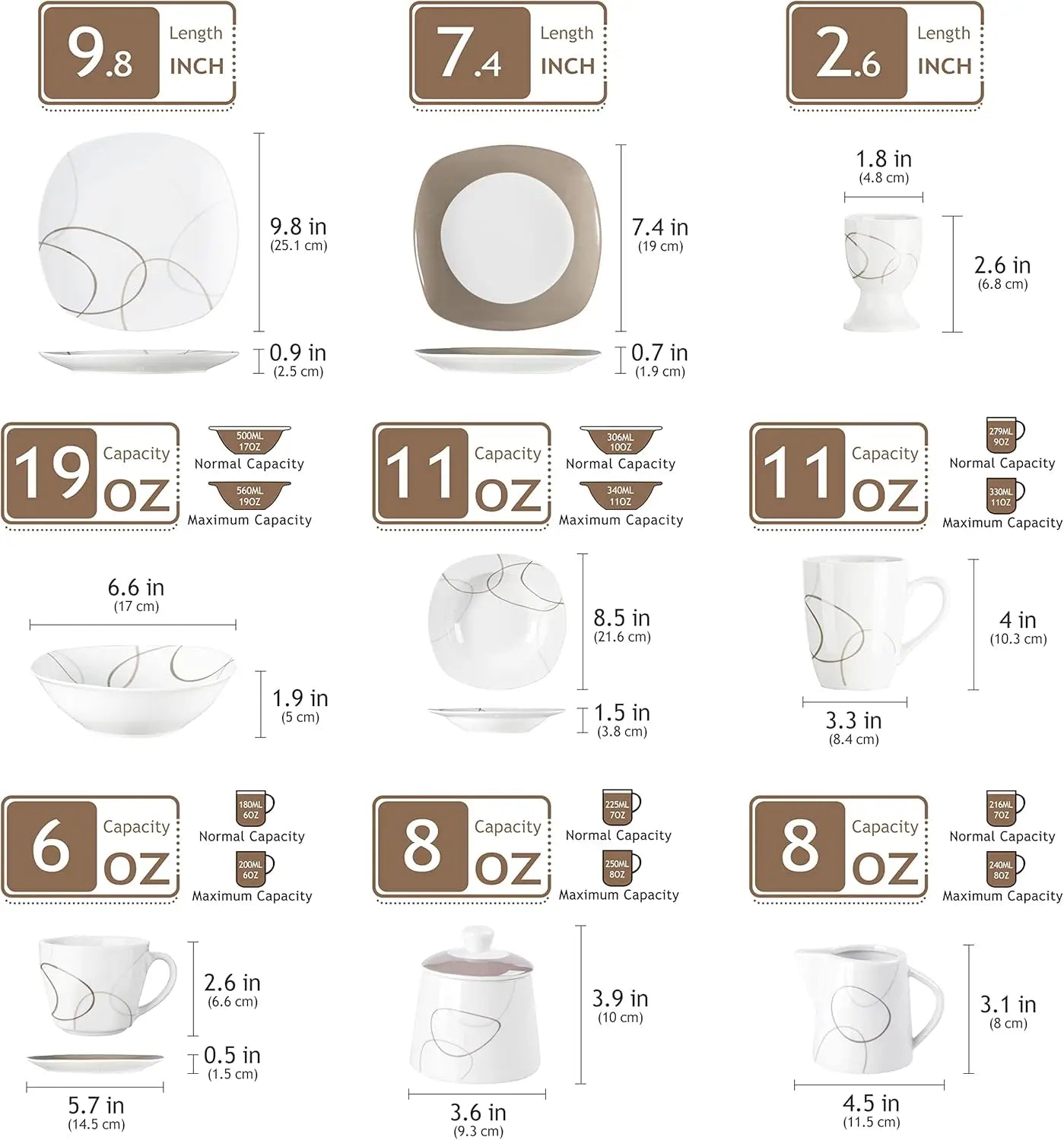 Series Nikita, 50-Piece Dinnerware Sets for 6