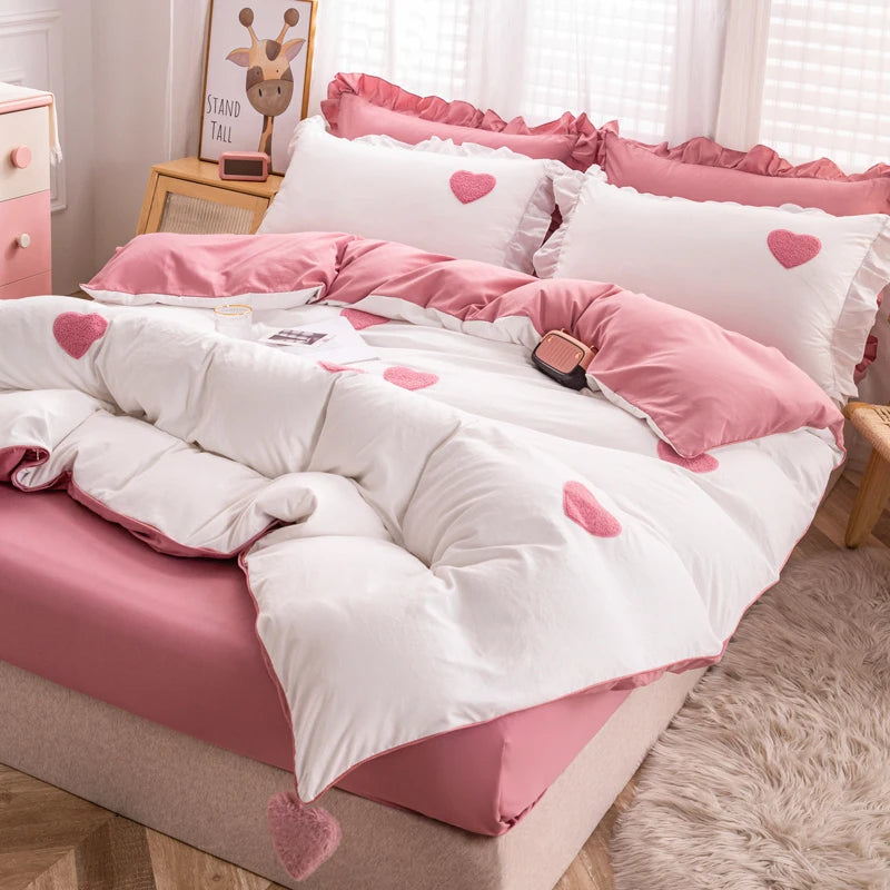 Pink Love Hearts Bedding Set