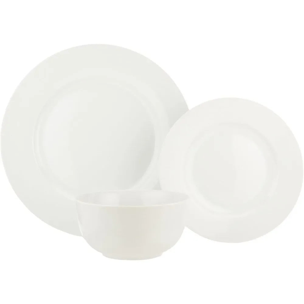 18 piece kitchen utensil set, plates, dishes, bowls, 6-person service - white