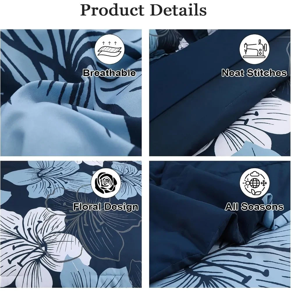 Navy Blue 7 Pieces Bed in A Bag