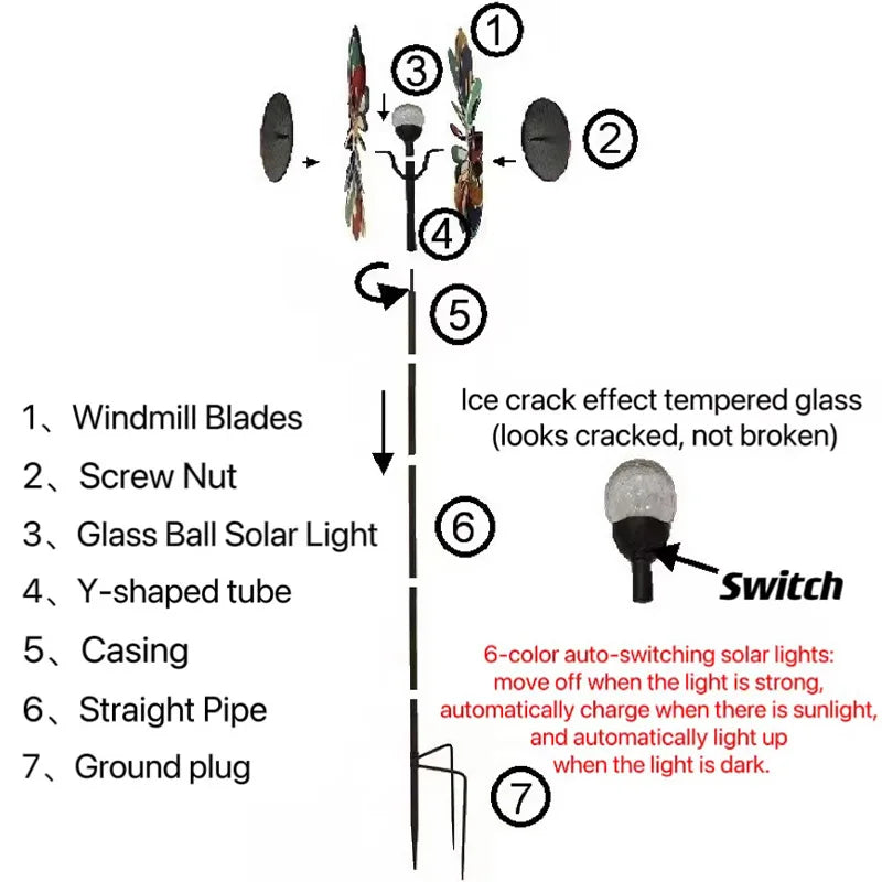 Small Windmill Iron Rotating Ornaments