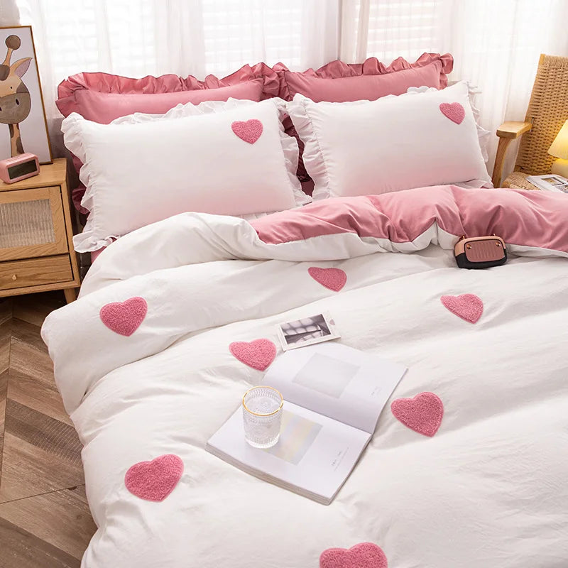 Pink Love Hearts Bedding Set