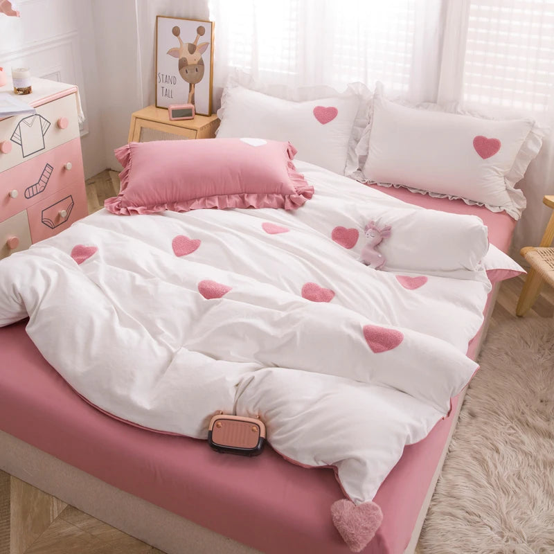 Pink Love Hearts Bedding Set