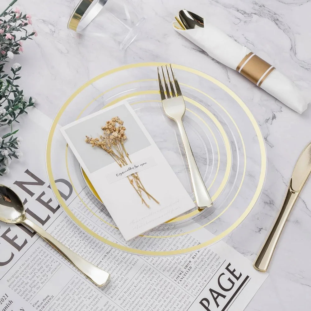 Gold  Disposable Party Dinnerware set - CVO Ventures