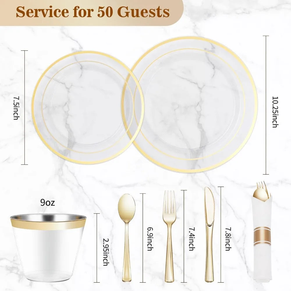 Gold  Disposable Party Dinnerware set - CVO Ventures