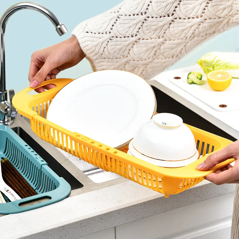 Adjustable Vegetable Drain Basket Sink Rack