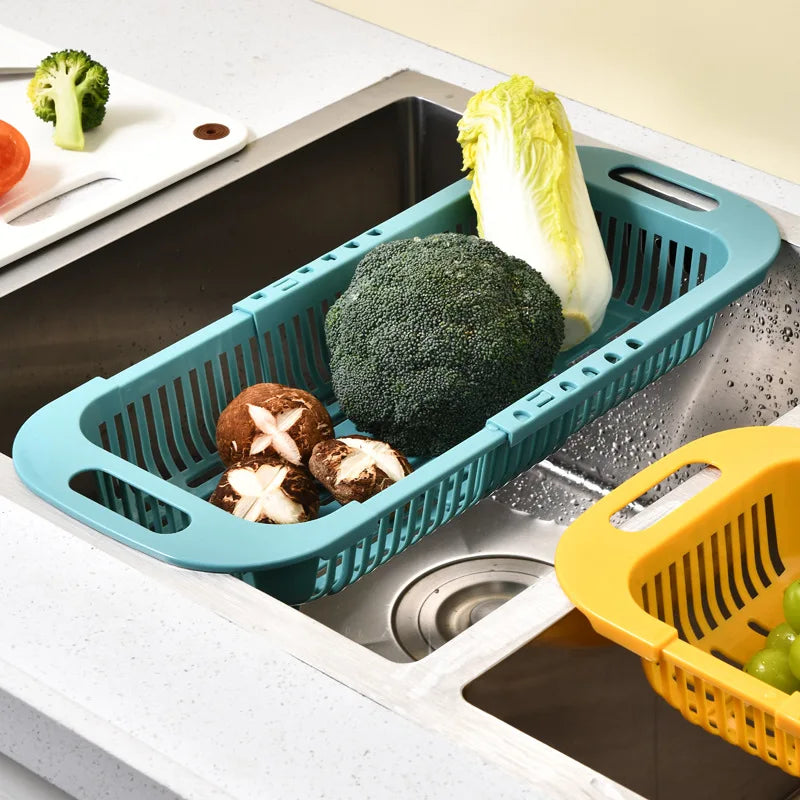 Adjustable Vegetable Drain Basket Sink Rack