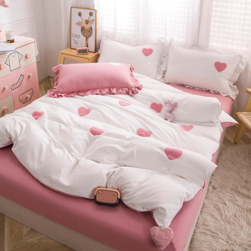 Pink Love Hearts Bedding Set