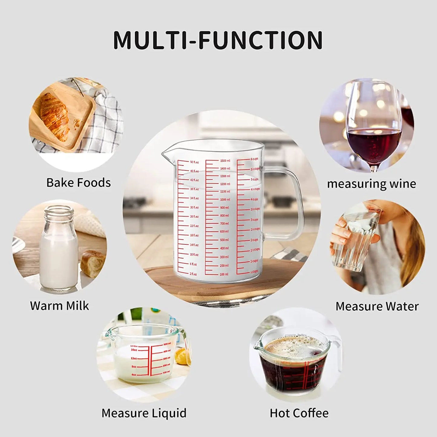 1000ml Glass Measuring Cup with Scale - CVO Ventures